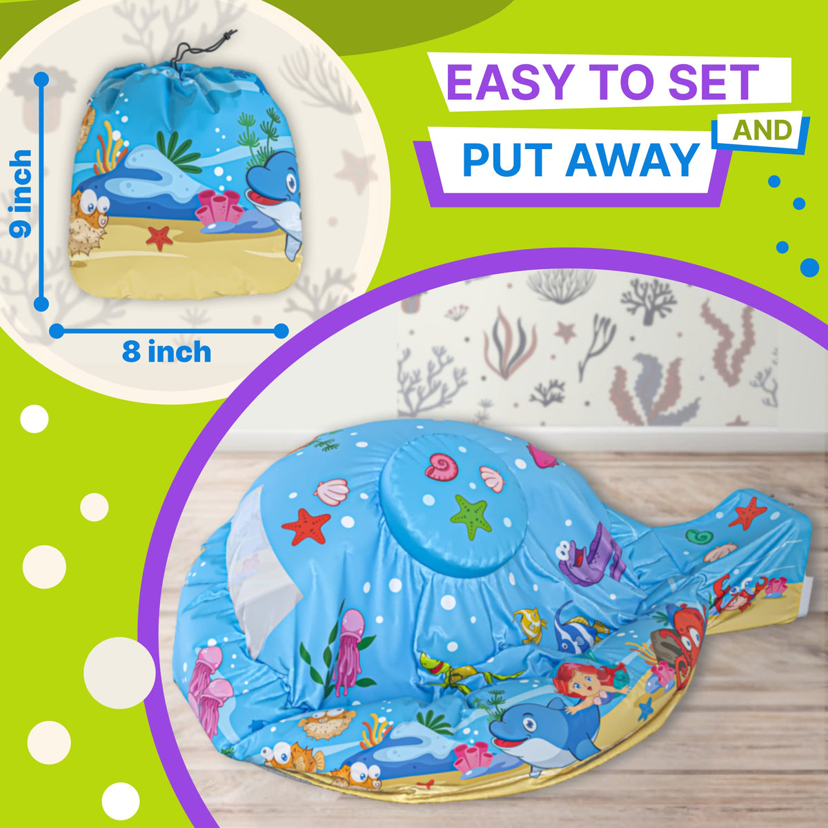 Skywin air tent interior space fits pillows and toys.