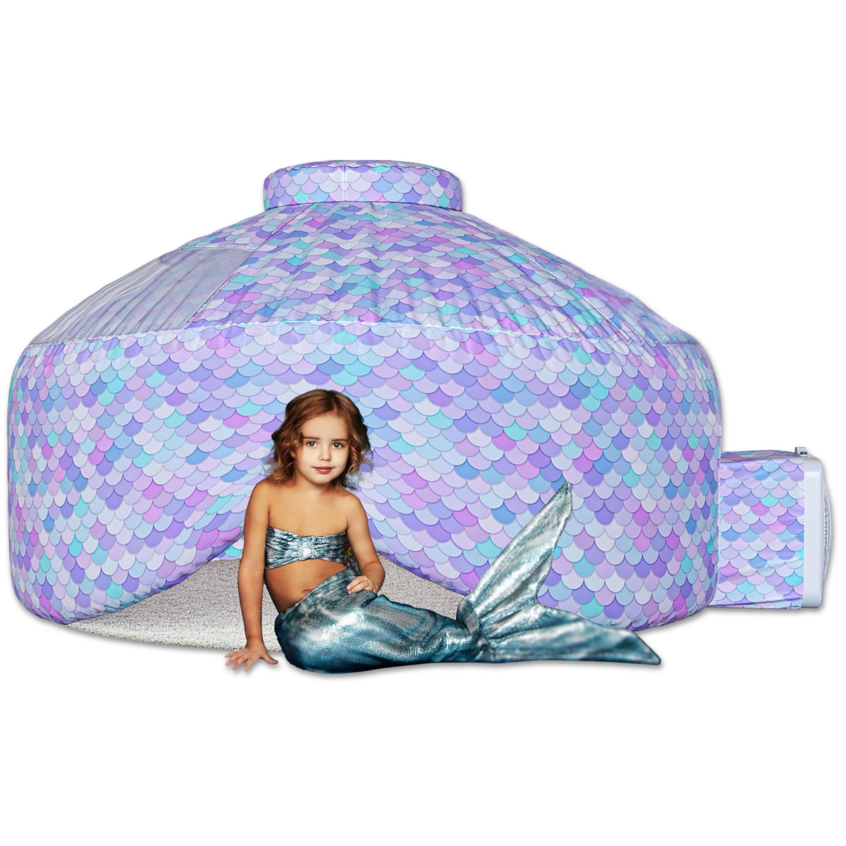 Skywin Dream Castle Den inflates quickly with a box fan for indoor play