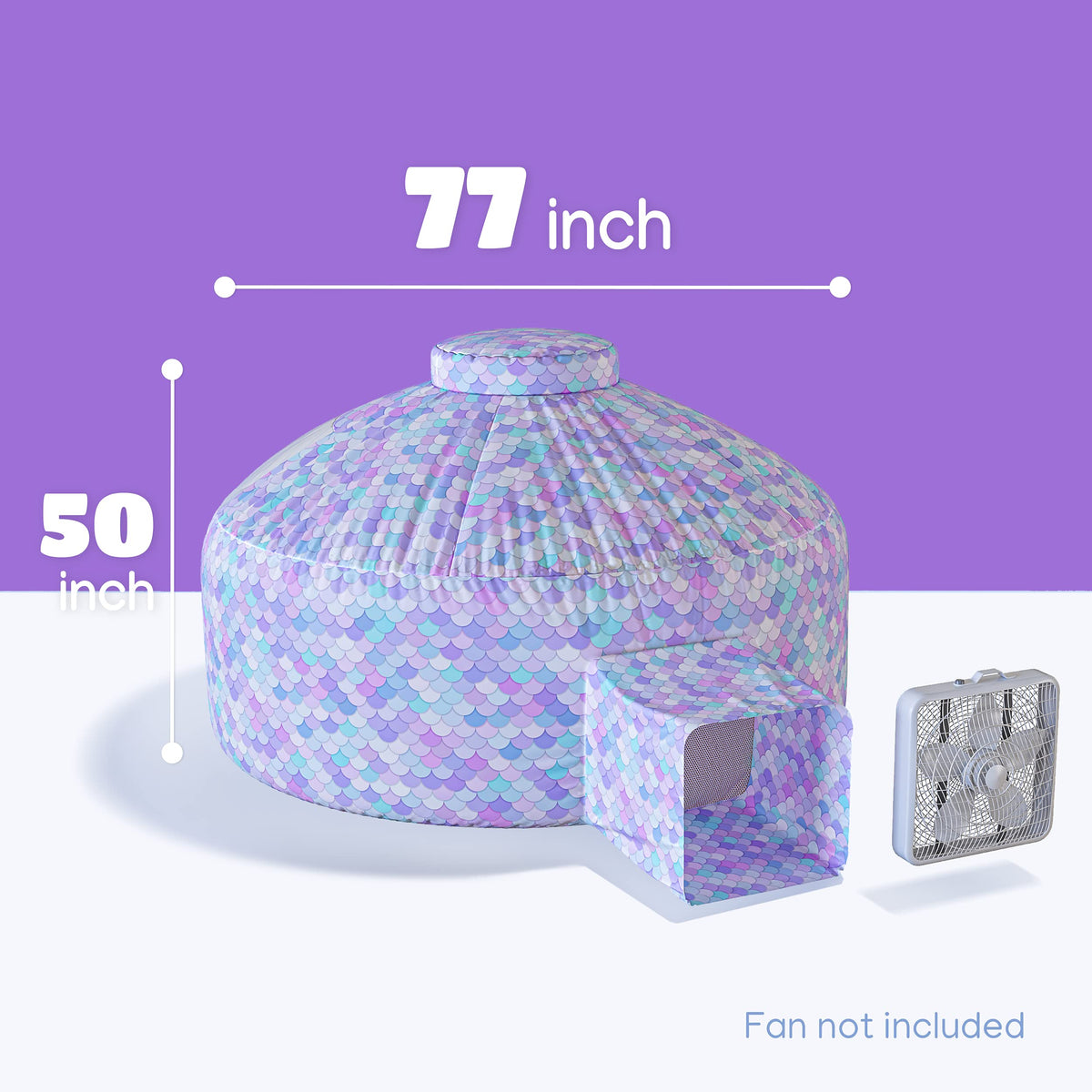 Skywin Dream Castle Den mermaid scale design in lavender, blue, and pink