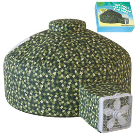 Skywin Forest Fort air tent front view shows quick setup for instant indoor adventures