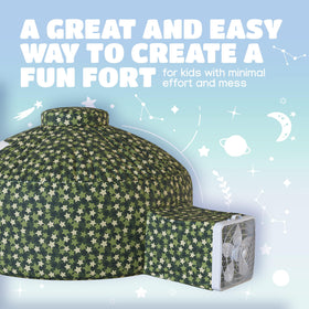 Skywin Forest Fort air tent open setup demonstrates quick inflating action and ready play