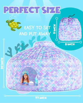 Skywin Mermaid Magic Fort Air Tent mermaid-scale pattern sparks ocean play