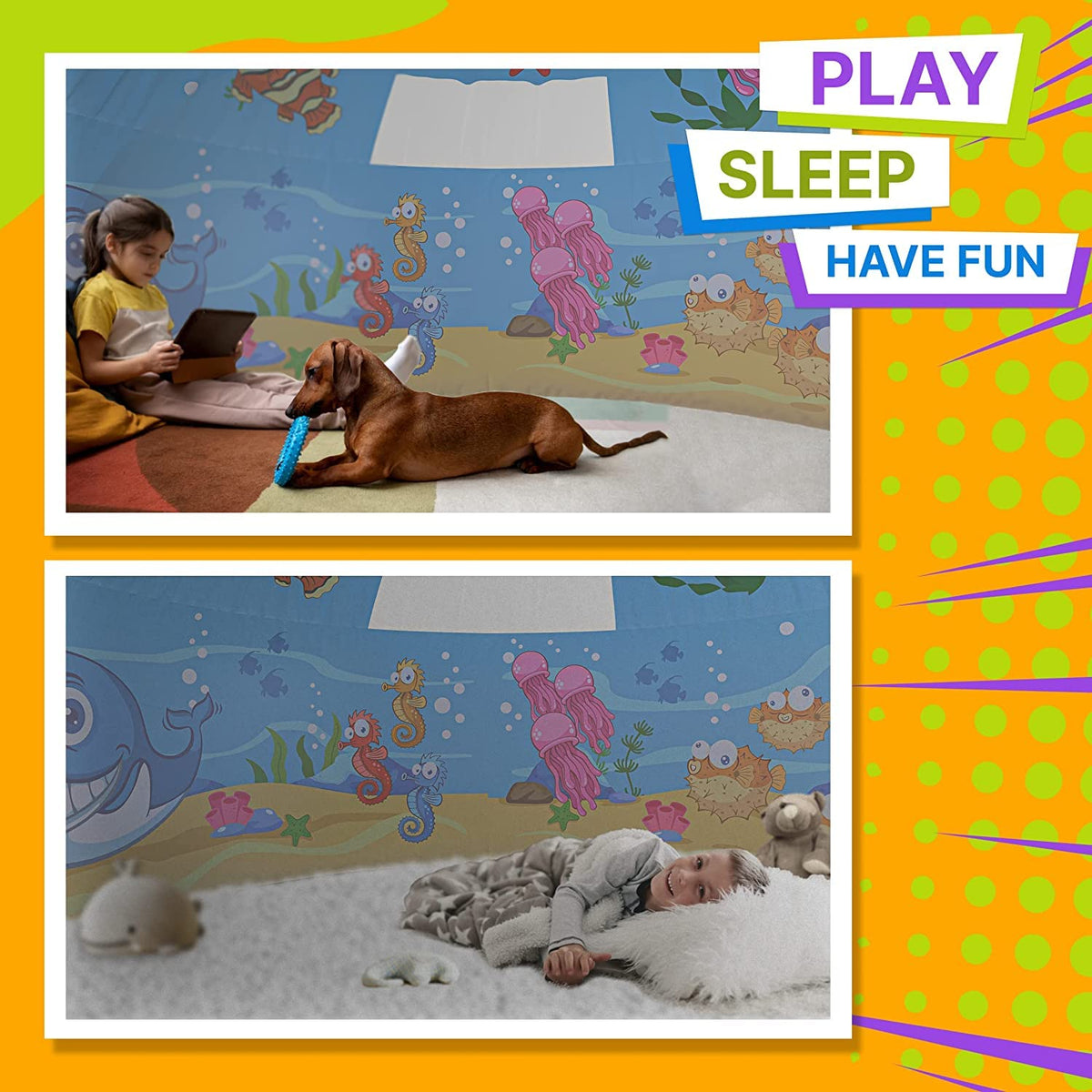 Skywin Spacious Kids Tent fits multiple children for group play.