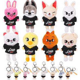 SKZOO 7.8in plush 8-set featuring Initial Hoodie design for display and cuddling.
