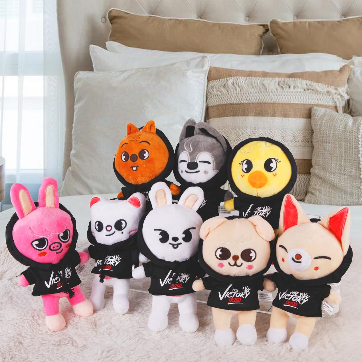 Display-ready shelf presentation for SKZOO plush collection.