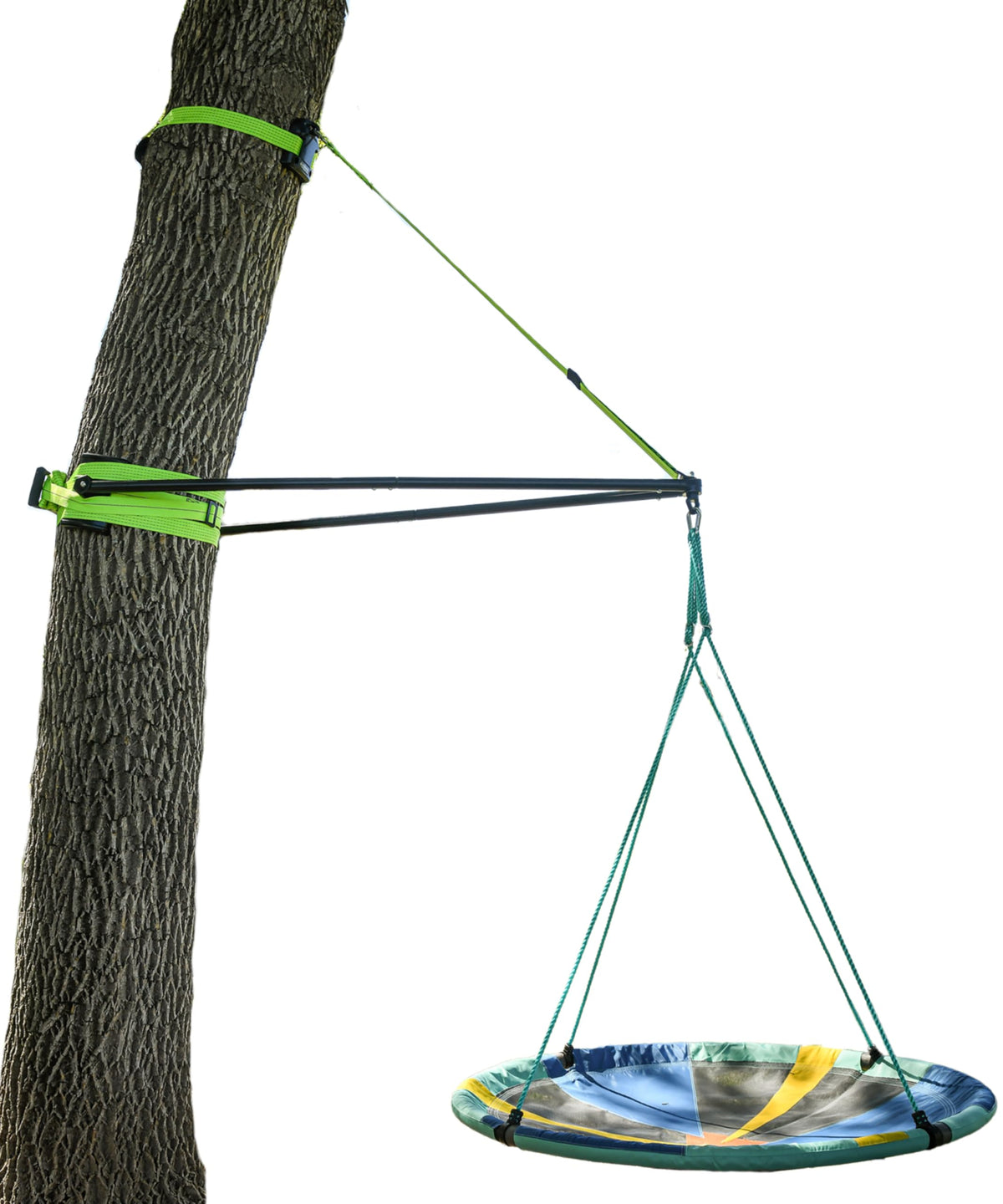Slackers Build-A-Branch frame in rugged steel for weather-ready outdoor swing installation.