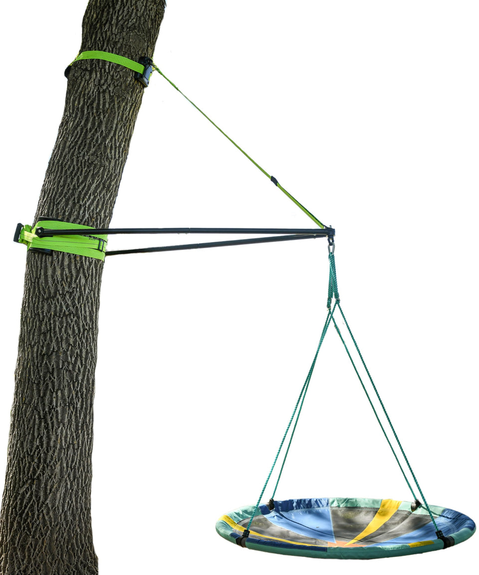 Slackers Build-A-Branch frame in rugged steel for weather-ready outdoor swing installation.