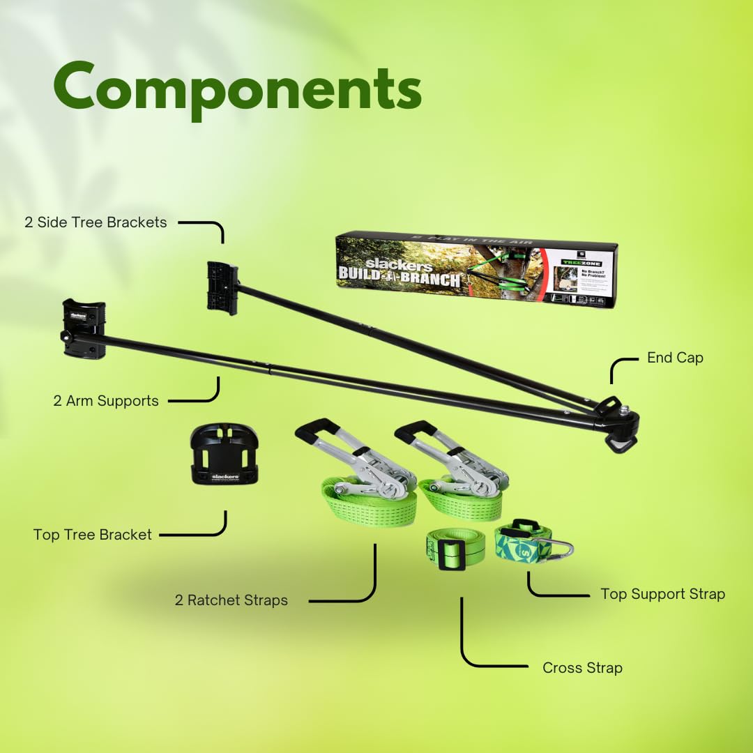 Slackers Build-A-Branch weather-resistant frame resists rain and sun exposure.