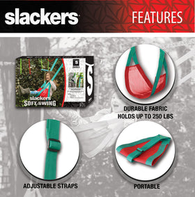 Slackers Classic Mesh Swing Seat attachment with carabiners enables quick, secure installation