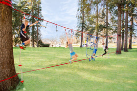 Slackers NinjaLine 36' monkey bars with triangle safety carabiners provide secure grip