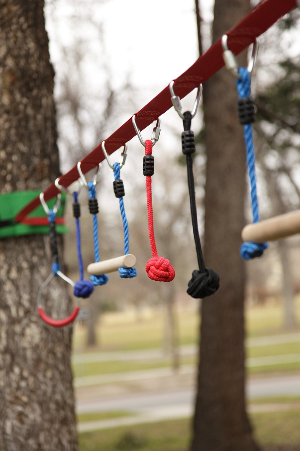 Slackers NinjaLine 36' rope knots add obstacle variety for play