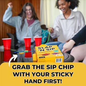 Slap N Sip Sip Chip at center for exciting challenges and quick dares.