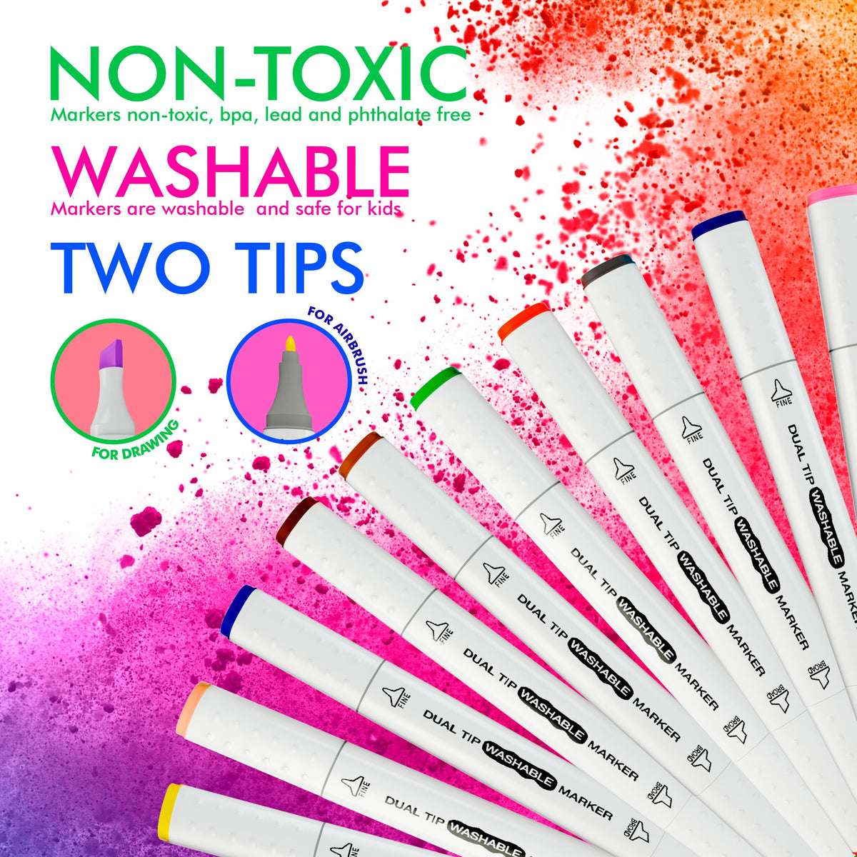 Sleepah dual-tip markers showing broad and fine tips for details.