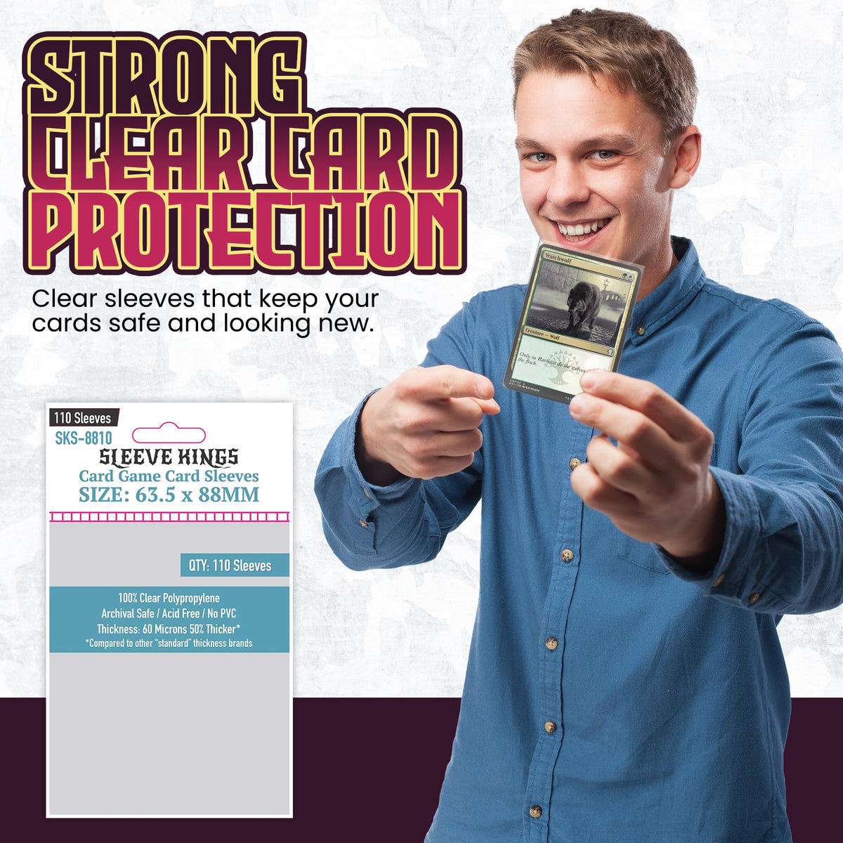 Sleeve Kings clear sleeves close-up for smooth shuffling and visibility