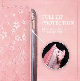 Side-loading pockets on SleeveChief Cherry Blossom binder secure cards