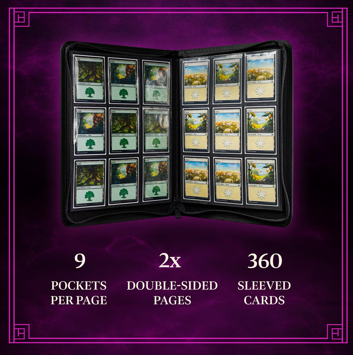 SleeveChief Darkness side-loading pockets prevent slips while sleeves protect each card.