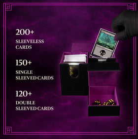 Water-resistant exterior of SleeveChief Darkness deck box for travel and everyday use