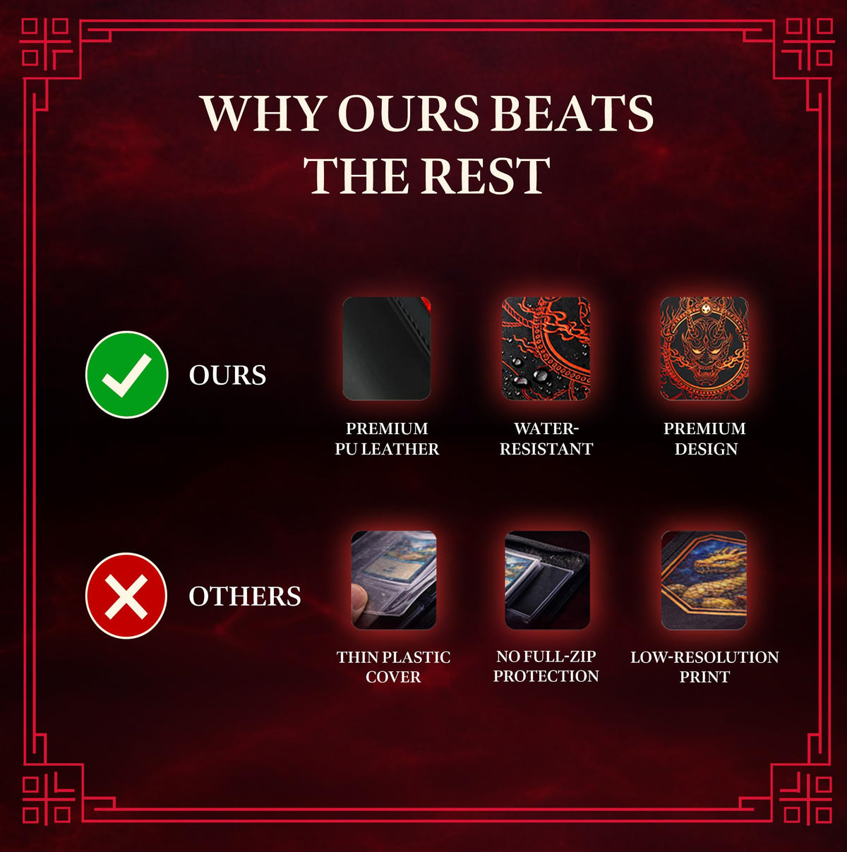 SleeveChief water-resistant PU leather cover protects collection from spills.