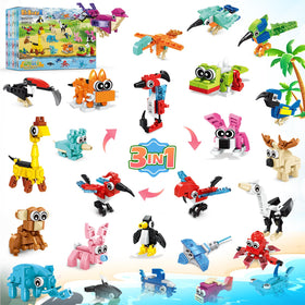 SliBoeyX 24-pack animal building blocks kit for party favors and classroom prizes.