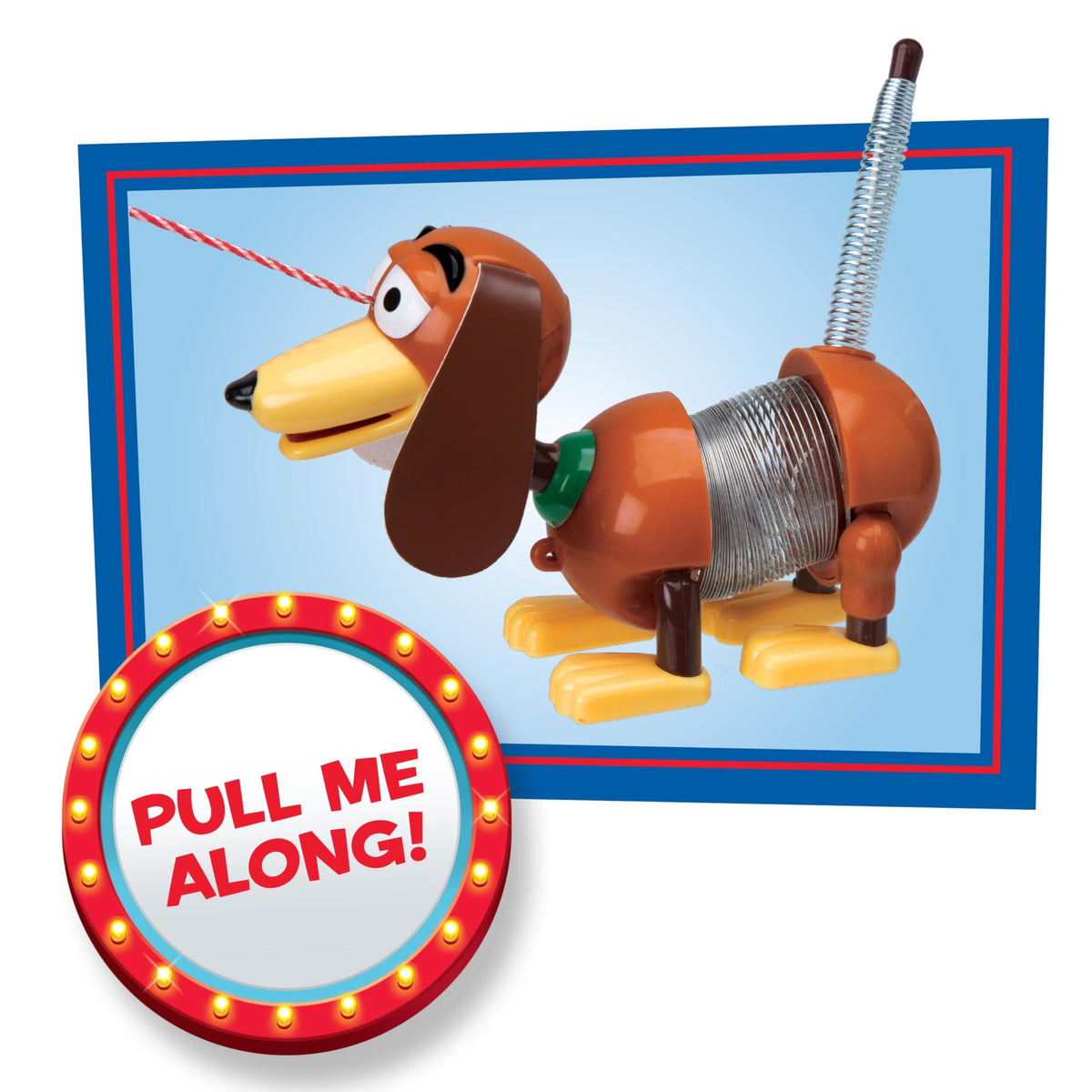 Slinky Dog Jr bright green collar detail stands out for festive playtime.