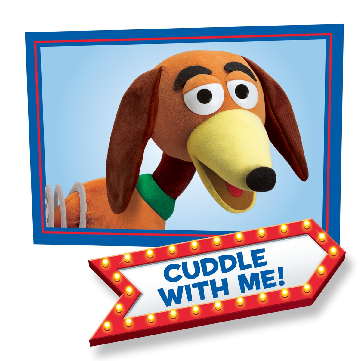 Slinky Dog plush features a green collar adding Toy Story charm.