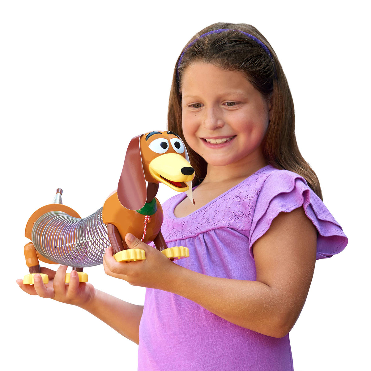 Slinky Dog pull toy performing stretch and wiggle action.