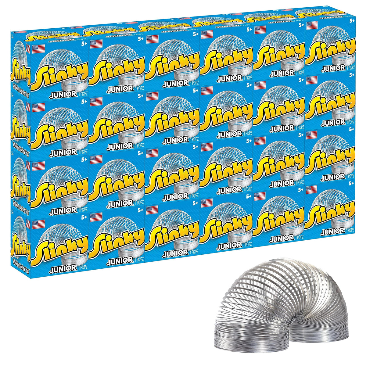 Slinky Junior 24-pack bundle: classic spring toys for play and gifting.