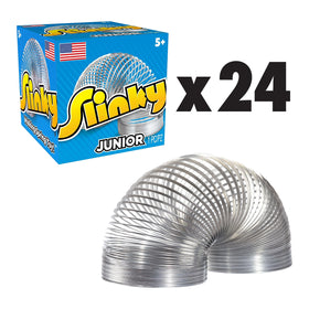Gift-ready Slinky Junior set, ideal stocking stuffer for kids five and up.
