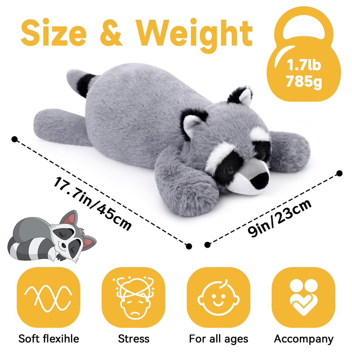 Slojkardon cuddly raccoon pillow plush for lounging and sleep