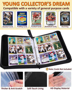 Slonser baseball card binder 3-ring zipper keeps contents secure