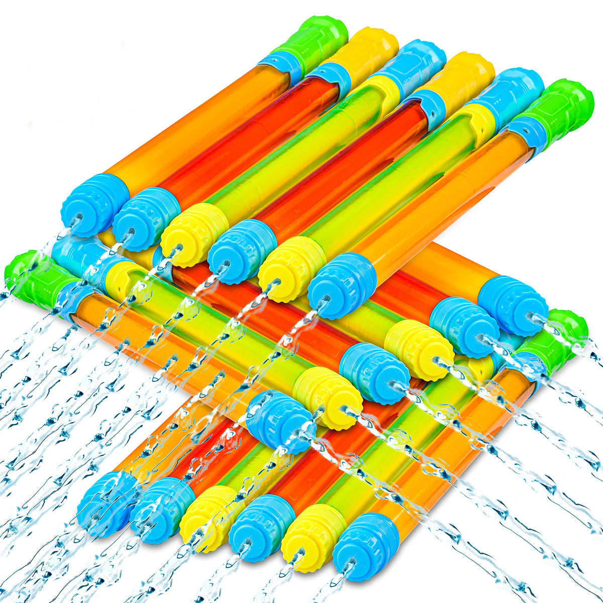 Sloosh 24-pack water guns in vibrant colors for sunny pool battles