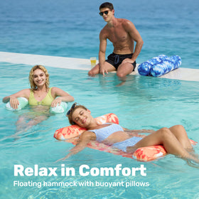 Sloosh green hammock float enables multi-use lounging by pool or beach