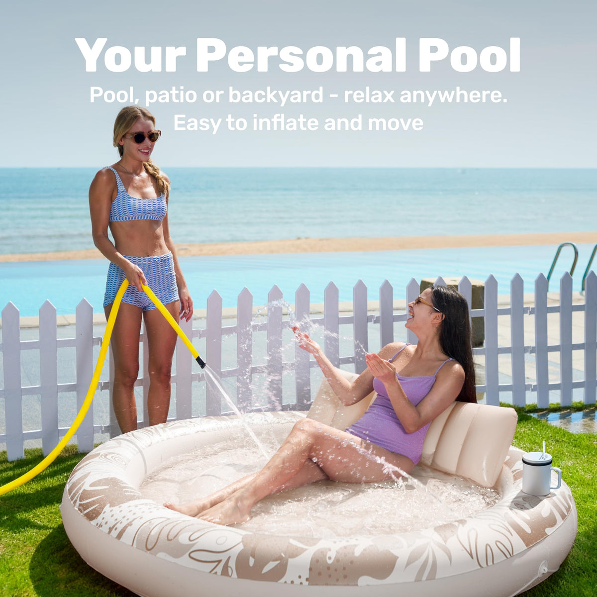 Sloosh 360-degree comfort lounge designed for shared poolside relaxation.