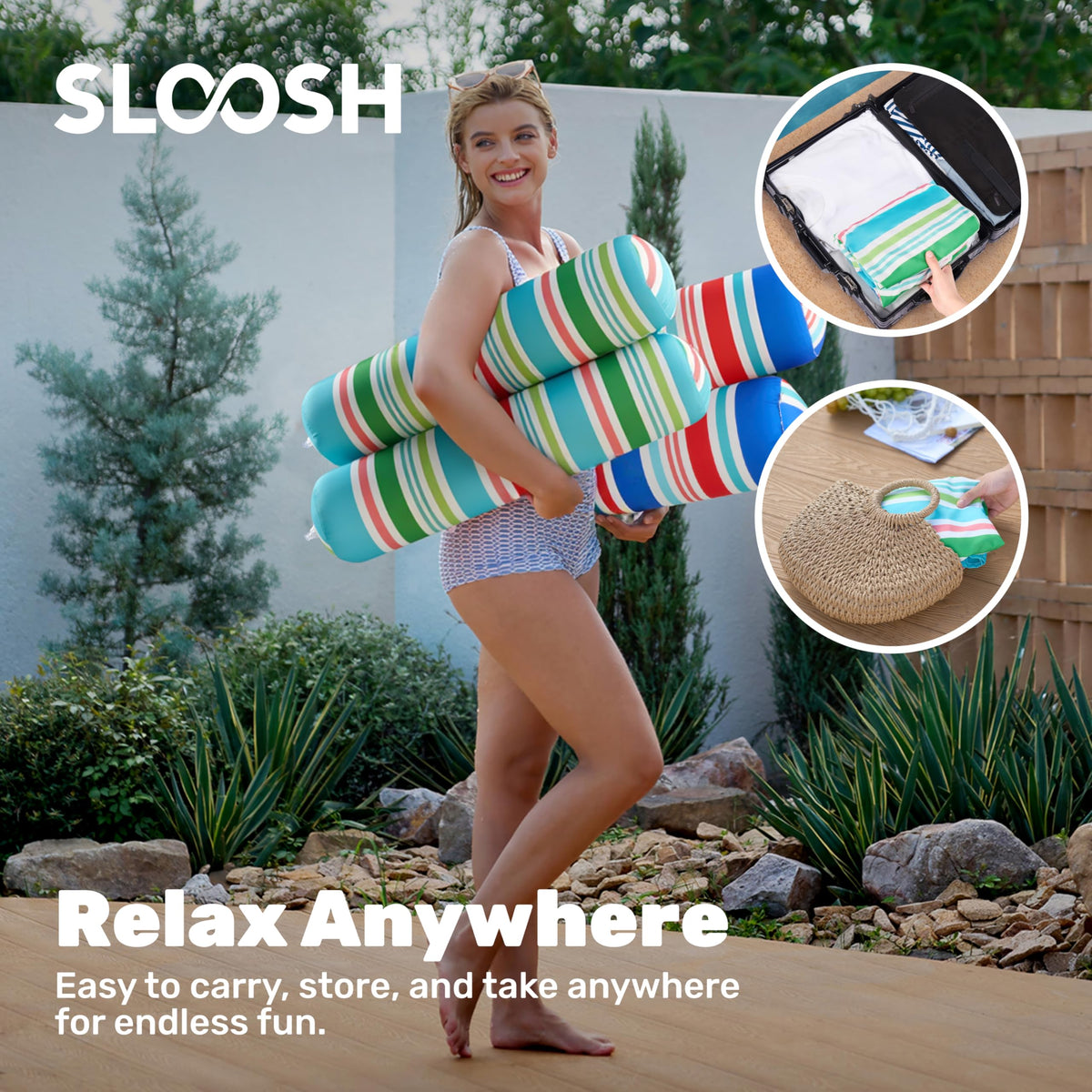 Sloosh poolside lounge floats for calm, restorative swims.