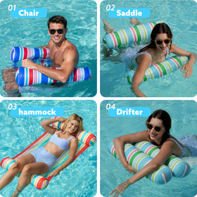 Sloosh red hammock float offers high visibility for poolside lounging.