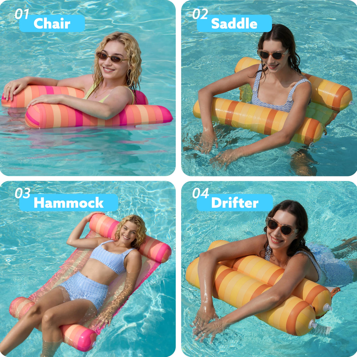 Sloosh red hammock float with high pool visibility