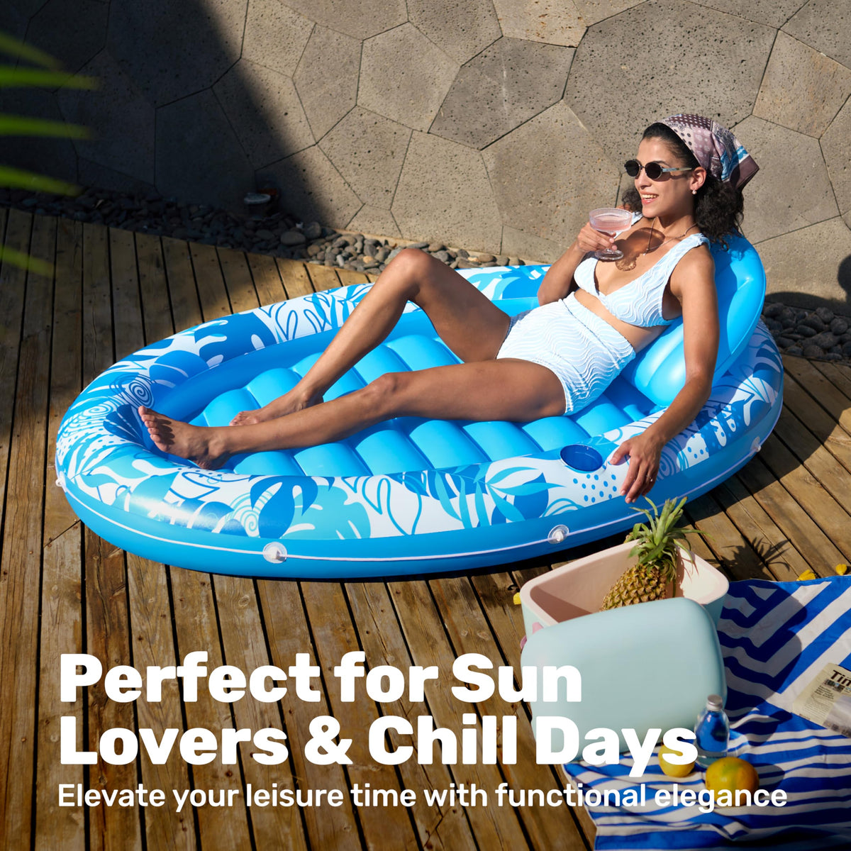 Sloosh 4-in-1 oval sun-tan tub, versatile for pool or play.