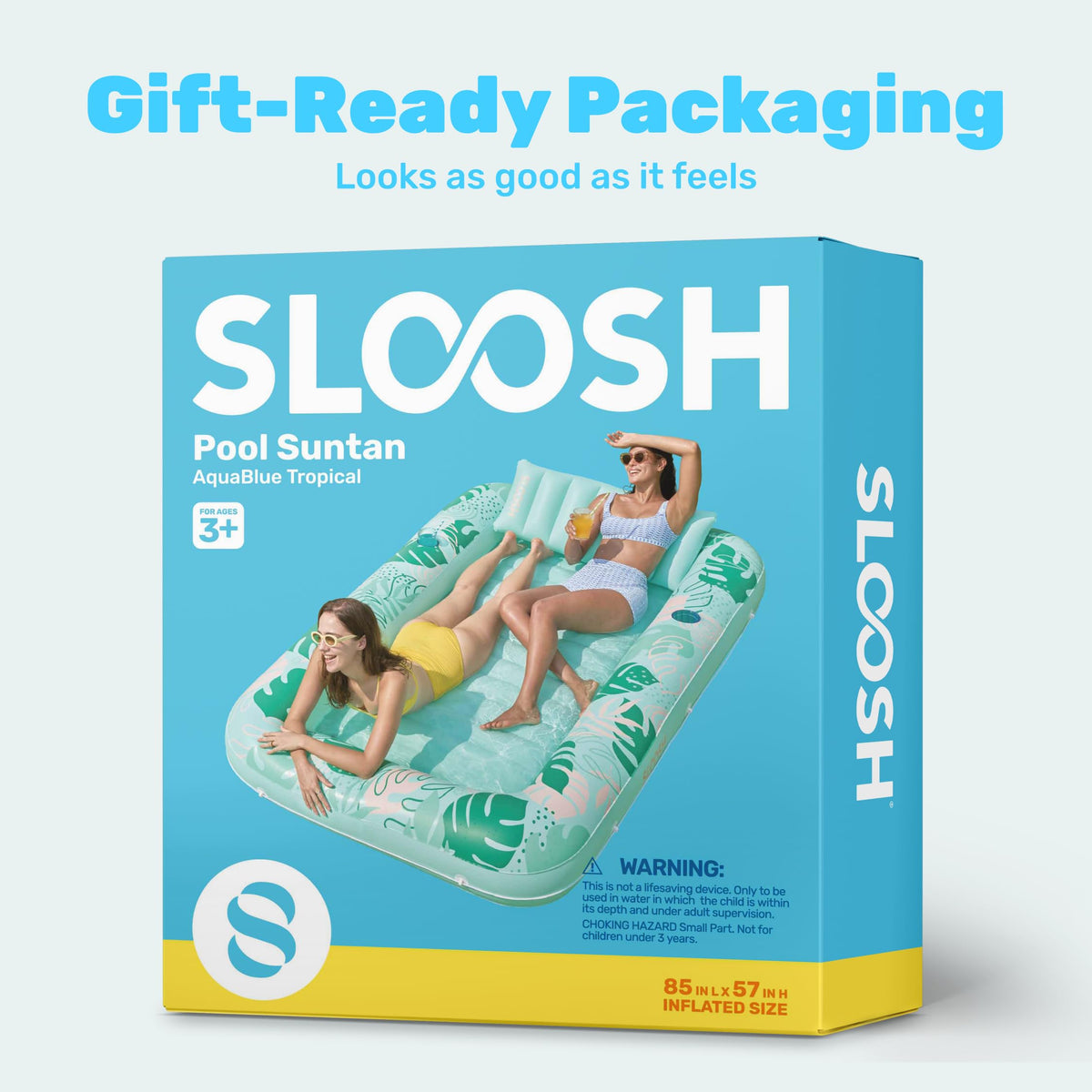 Sloosh 4-in-1 suntan tub raft for private water relaxation