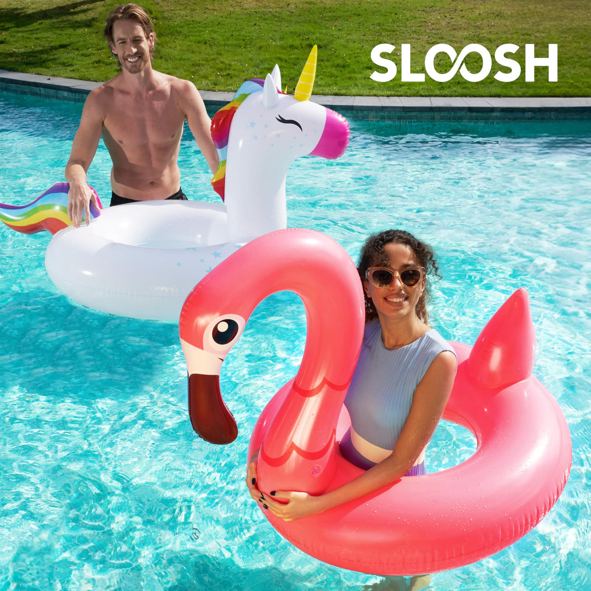 Sloosh 42-inch unicorn float closeup, showing durable PVC for lasting use.