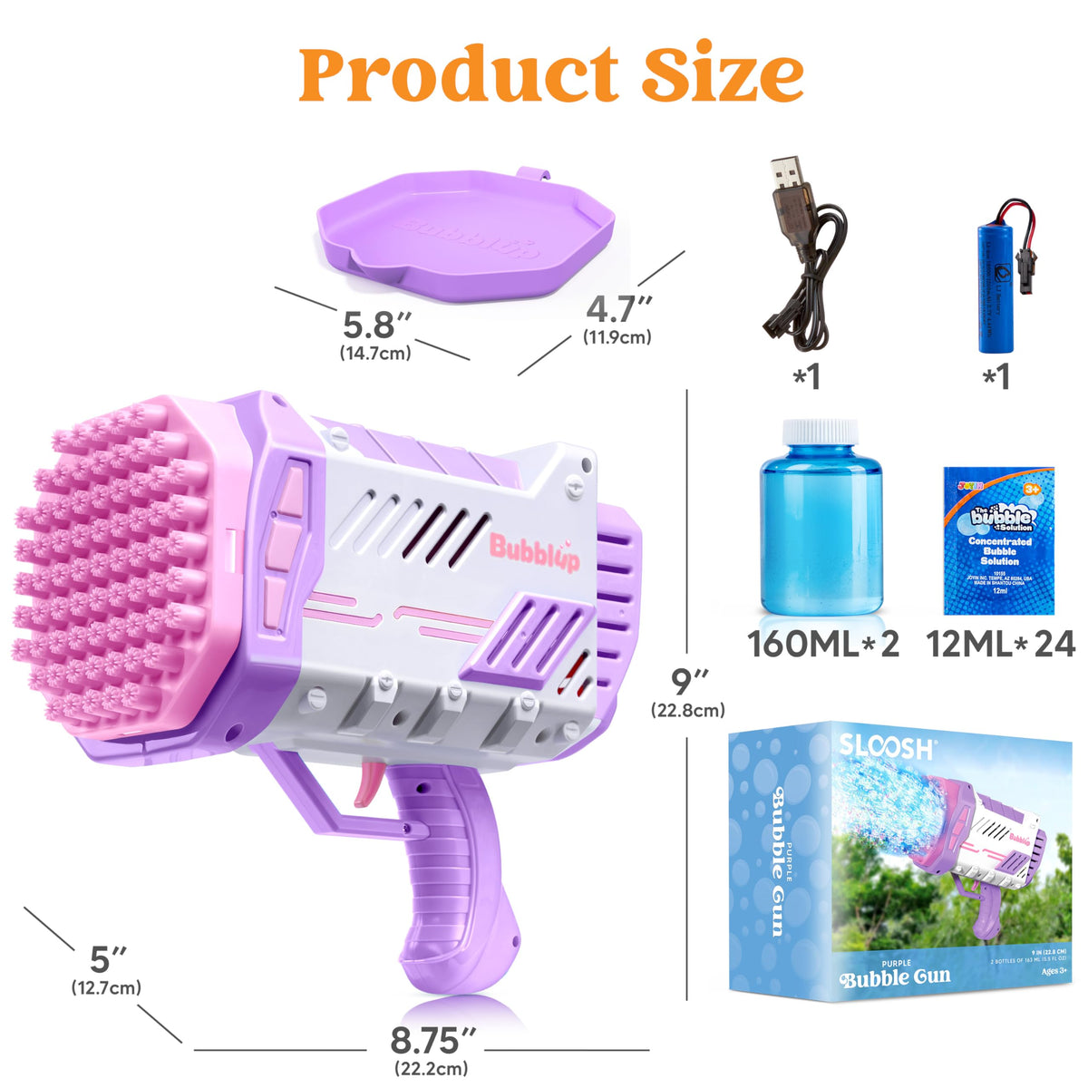 Sloosh 69-hole bubble gun design for dense bubbles