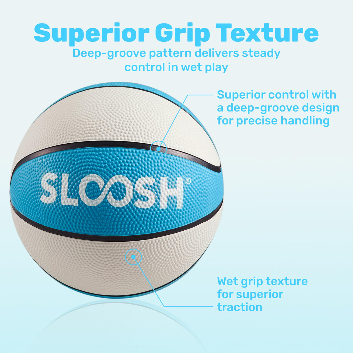 Sloosh 7-inch diameter basketball ages 8 plus for versatile pool use.