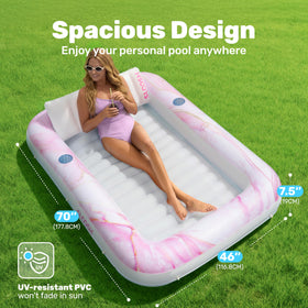Sloosh 70x46 sun tan bed when filled with water delivers cooling comfort.