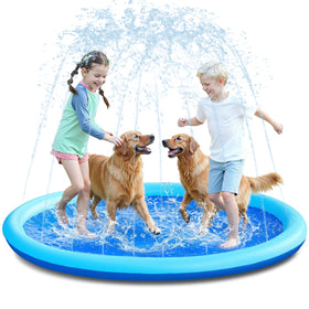 Sloosh 72-inch blue splash pad with non-slip surface for safe backyard play