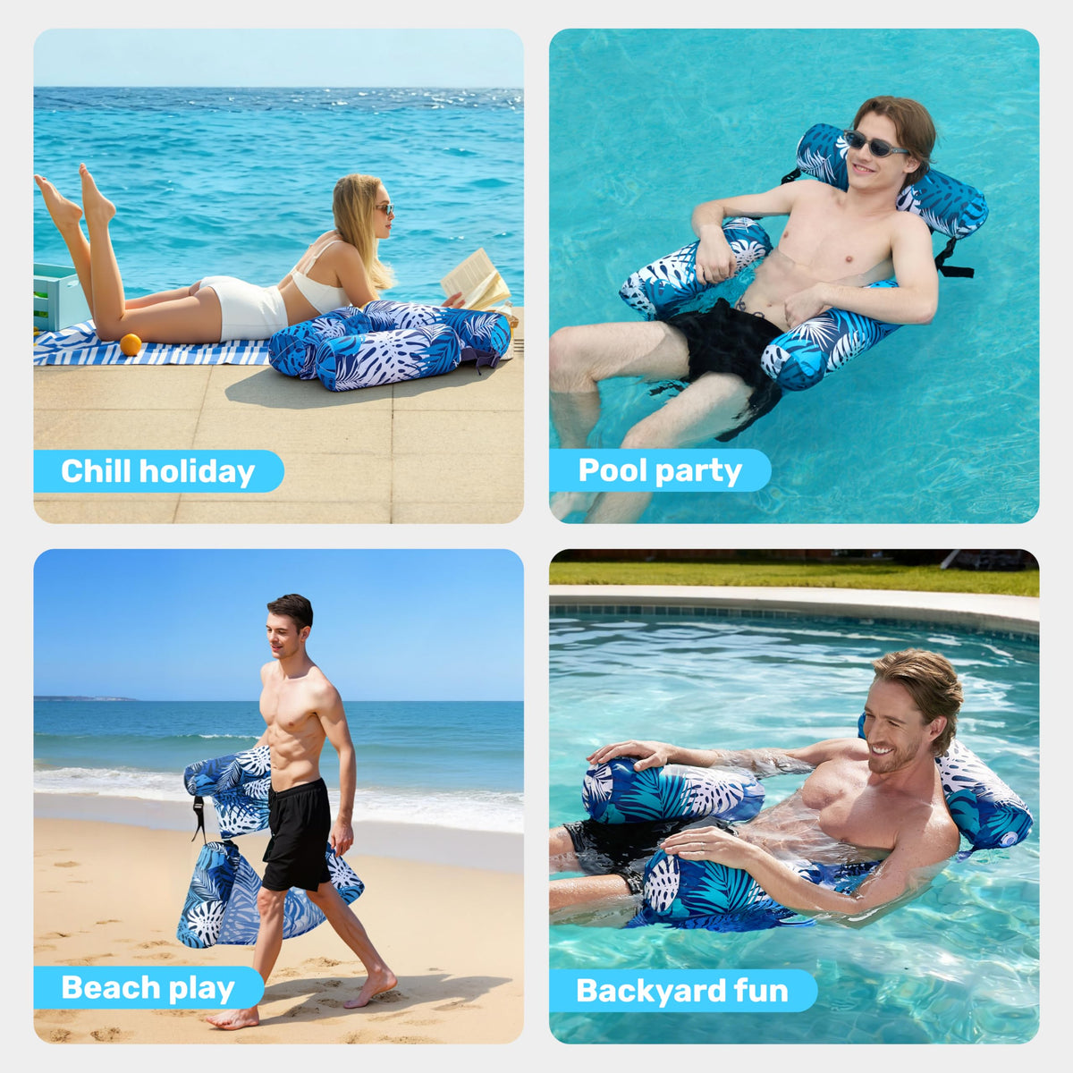 Sloosh adjustable back and head support for customized lounging