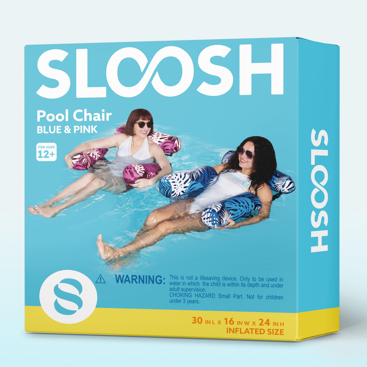 Sloosh adult floats on lake or ocean for relaxed summer fun.