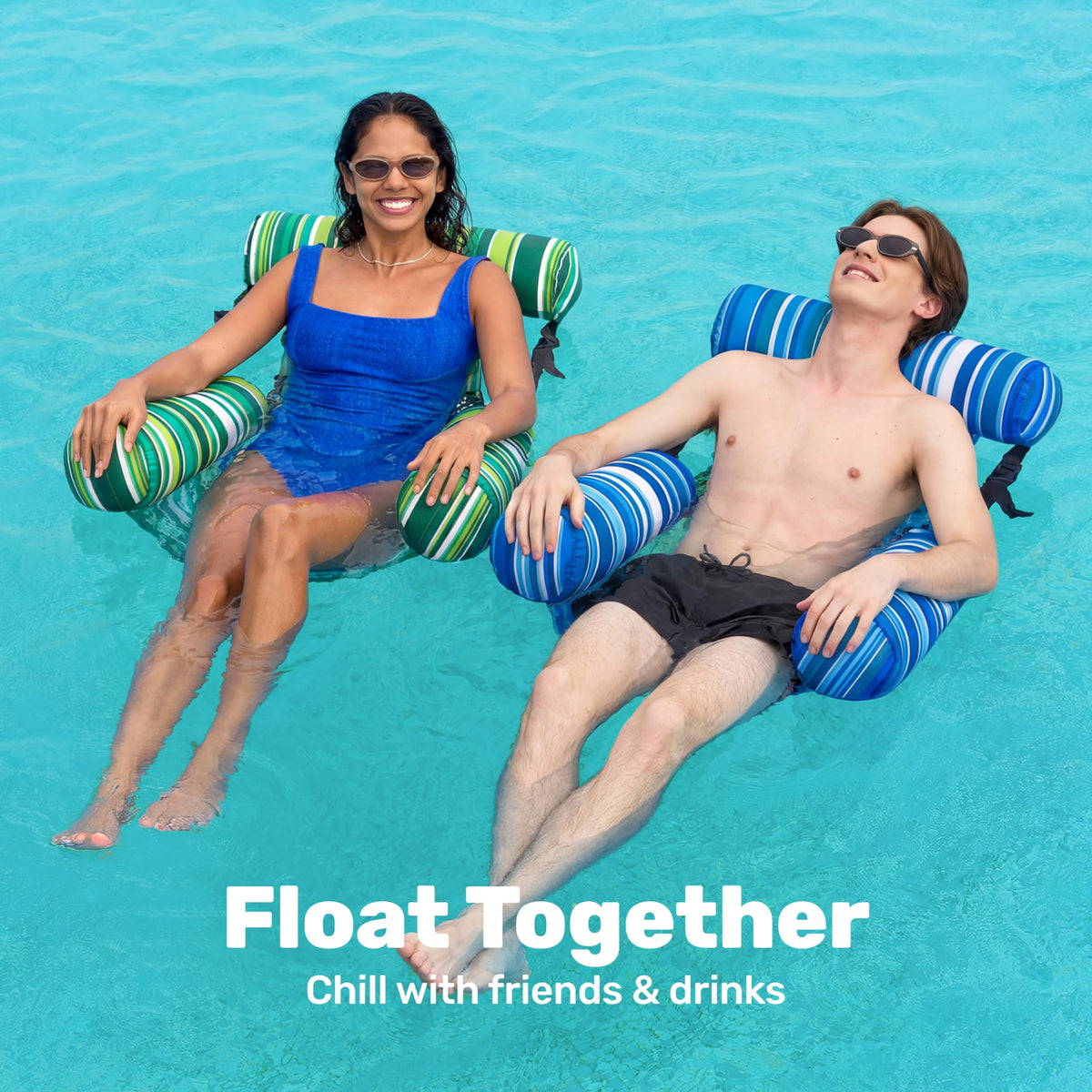 Sloosh adult pool lounge chair with mesh sling for breathable comfort.