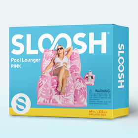 Sloosh anti-gravity sitting position illustration showing ergonomic comfort on water.