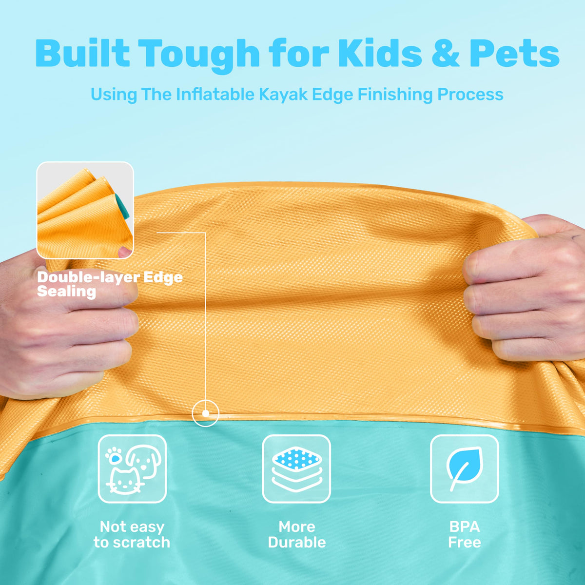 Sloosh aquablue-orange hot spring design adds vibrant summer fun for kids.