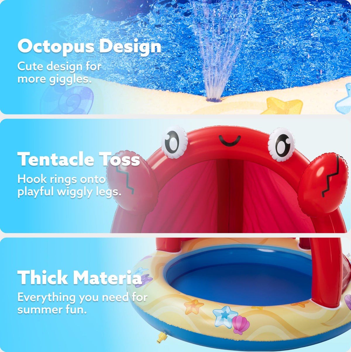 Sloosh Baby Pool canopy image showing shade for sunny days.