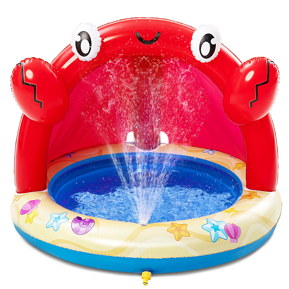 Sloosh Baby Pool with crab sprinkler invites outdoor water play and imaginative summer fun.